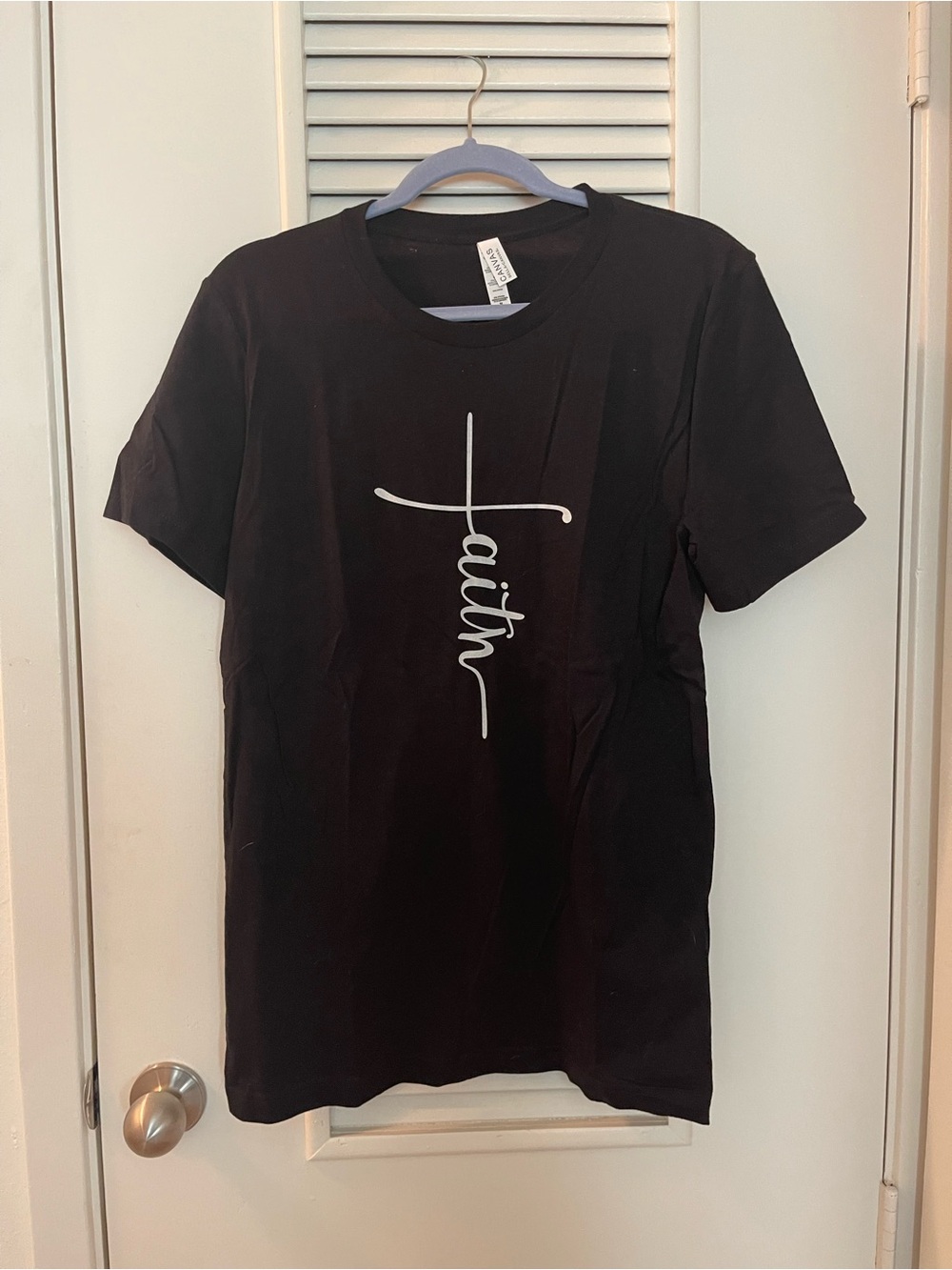 Bella Canvas Black T-Shirt with White Faith Cross Graphic